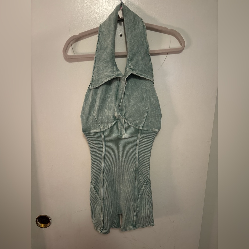 ITZY ribbed mint Green romper